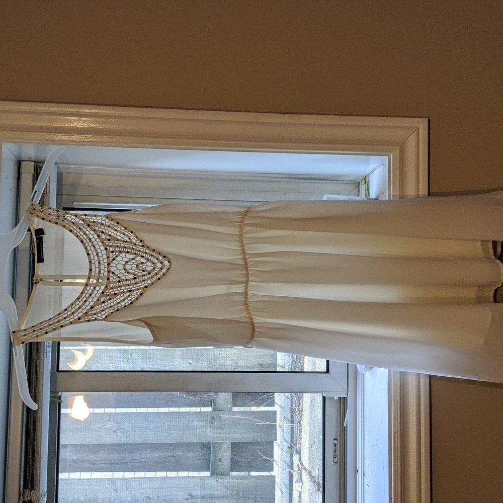 White Summer Dress with Crochet top and sequins